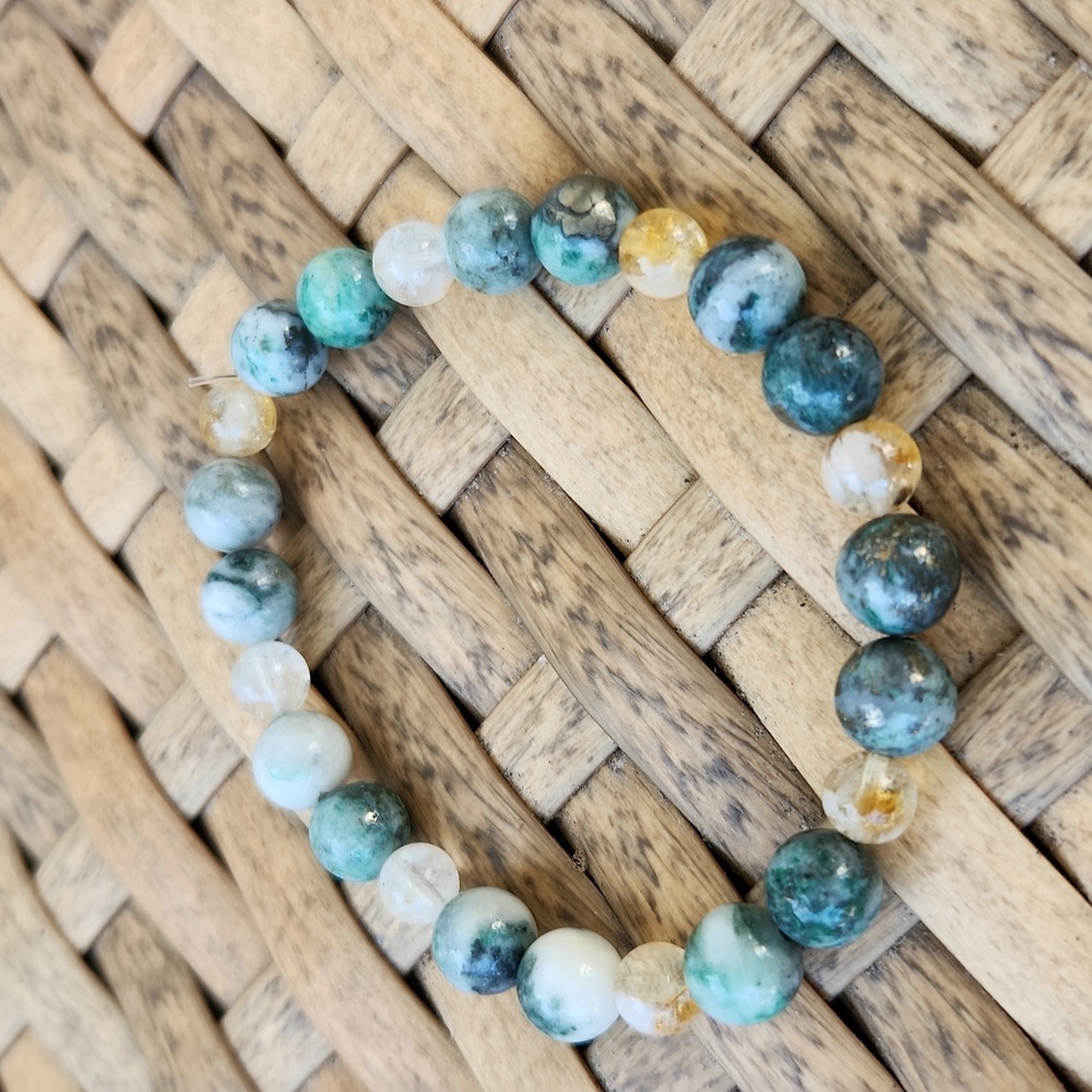 Attract Abundance Jade with Pyrite and Citrine 8mm/6mm Bracelet